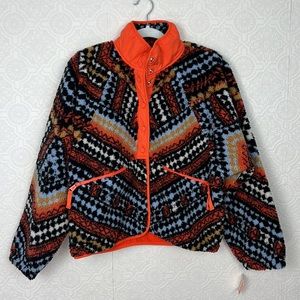 NWT Free People Rocky Ridge Jacket Sweatshirt Pullover Teddy Ski Snowboard 80s